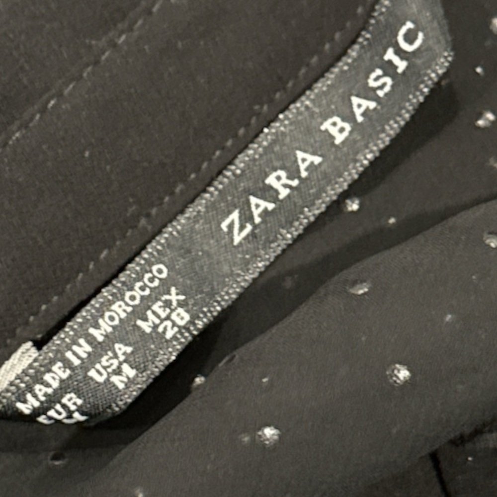 Zara Basic Black Button Down Sheer Back Dots Long… - image 6